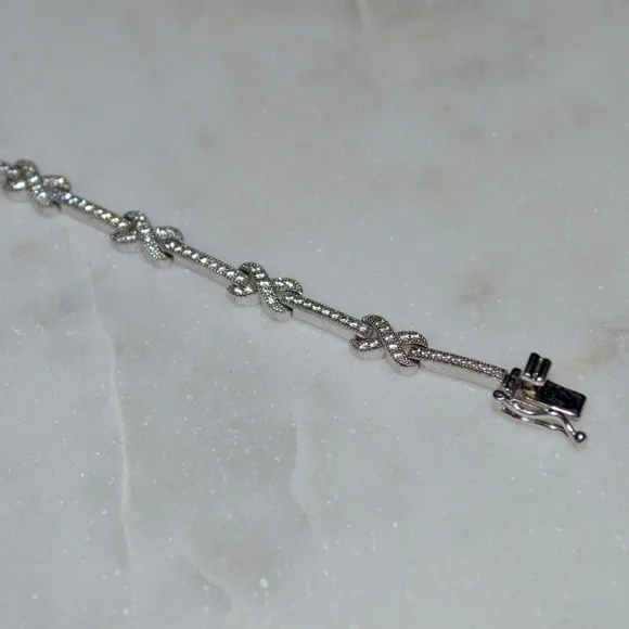Solid 925 Sterling Silver Cubic Zirconia Bracelet (Discounted Shippingπ) - Picture 3 of 5